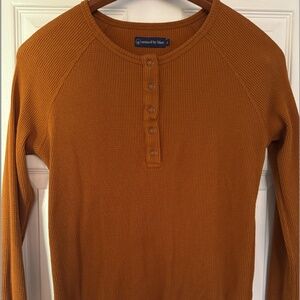 United by Blue waffle thermal Henley tee, Copper Fall Color, XL Anthropologie